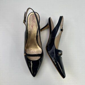 Lilly Pulitzer Kitten Heel Women 8.5 Sling Back Strap Brazil Work Party Core Go